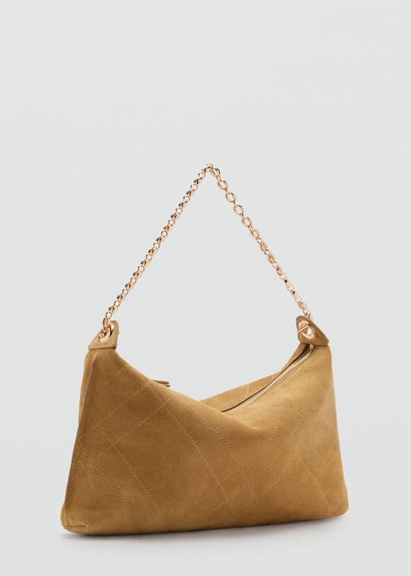 Suede shoulder bag — Medium Brown