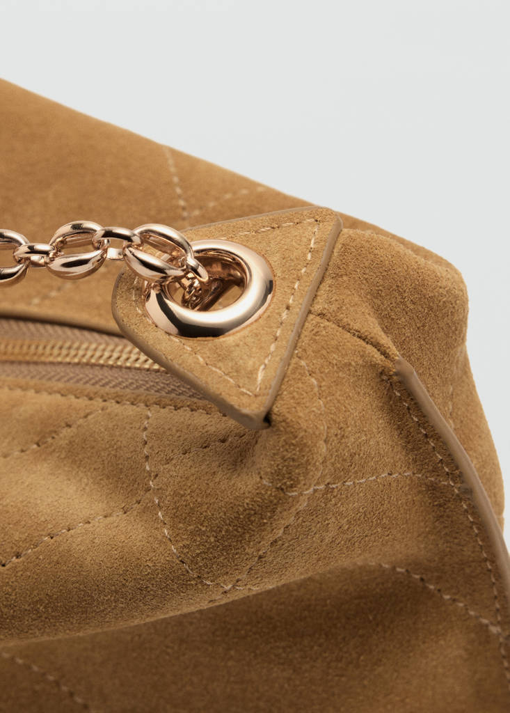 Suede shoulder bag — Medium Brown