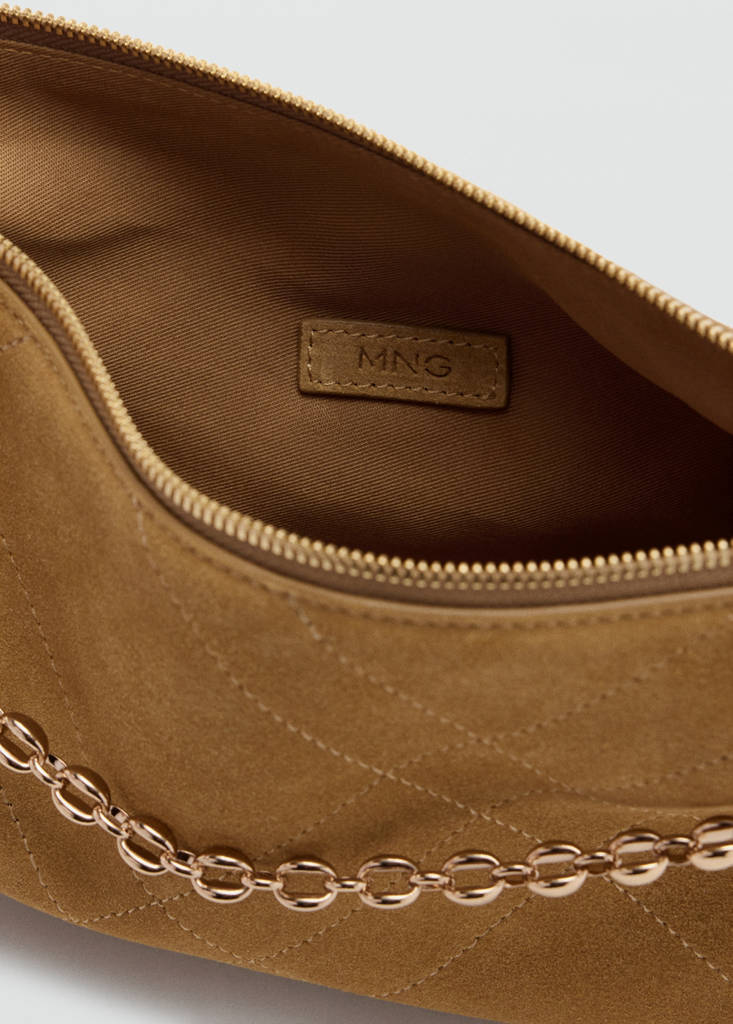 Suede shoulder bag — Medium Brown