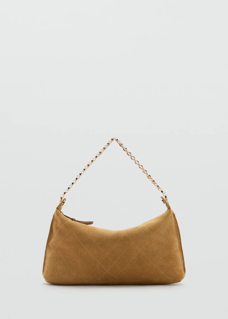 Mango Sac Porté Épaule En Daim In Marron Moyen