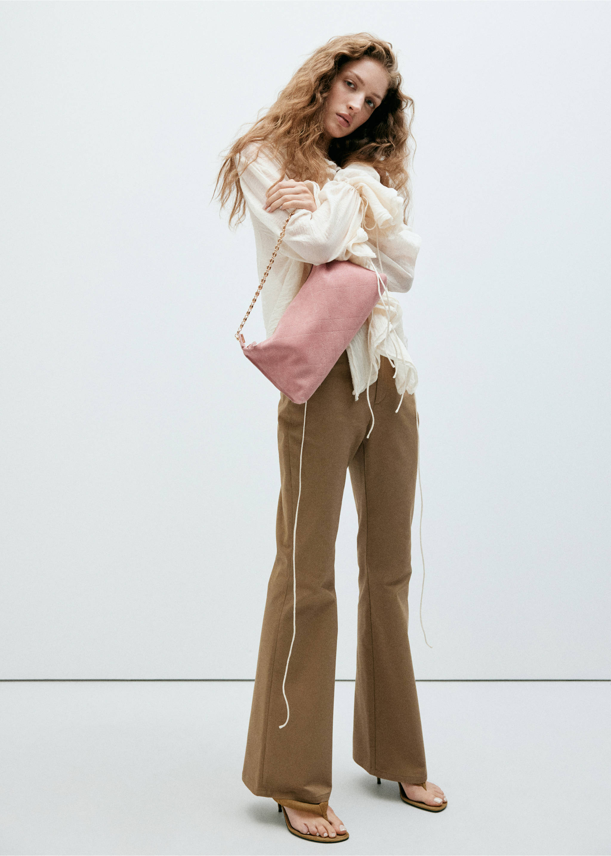 Suede shoulder bag - General plane, Pastel Pink. Ref: 37065864-00.