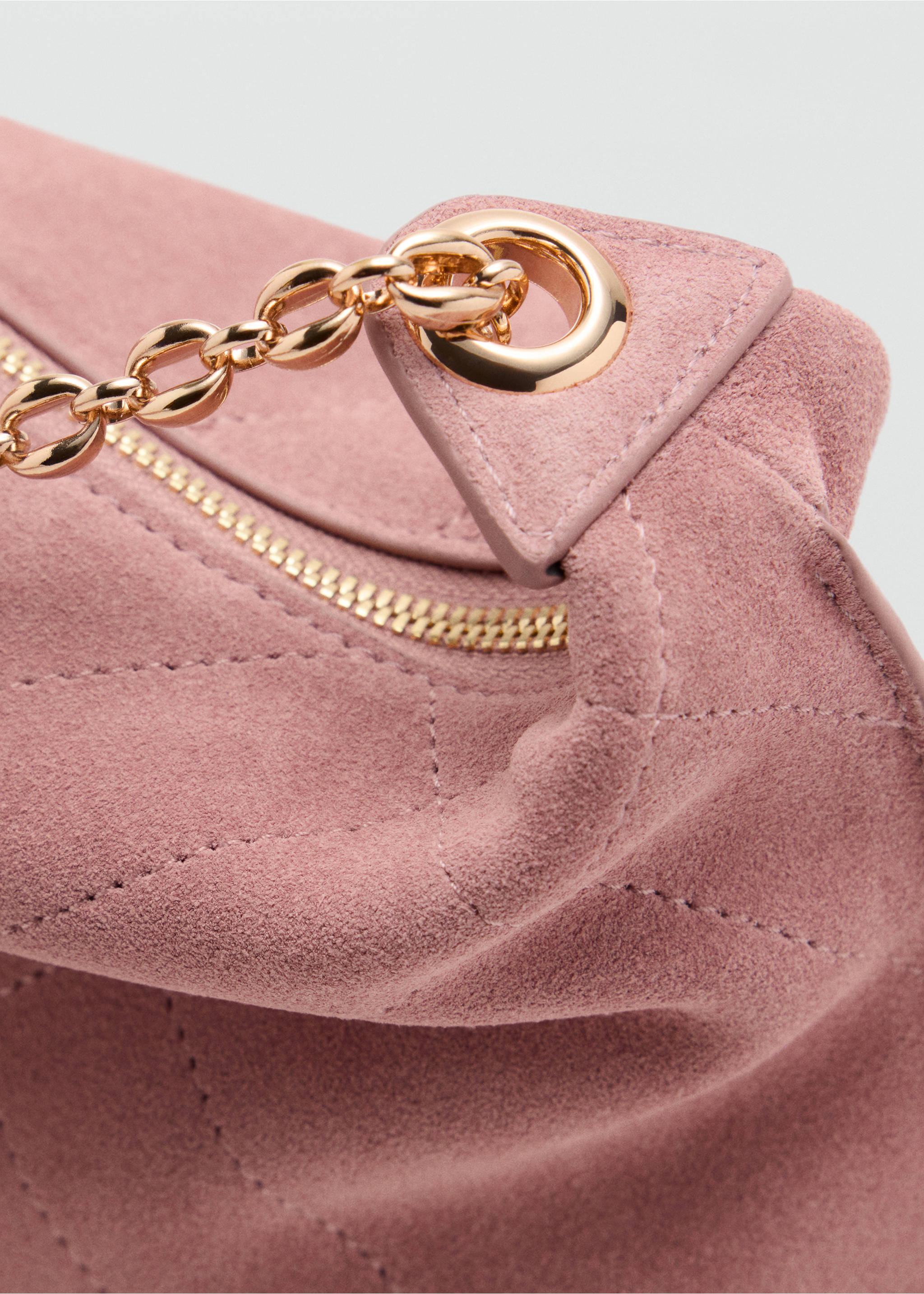 Suede shoulder bag - Details of the article 2, Pastel Pink. Ref: 37065864-00.