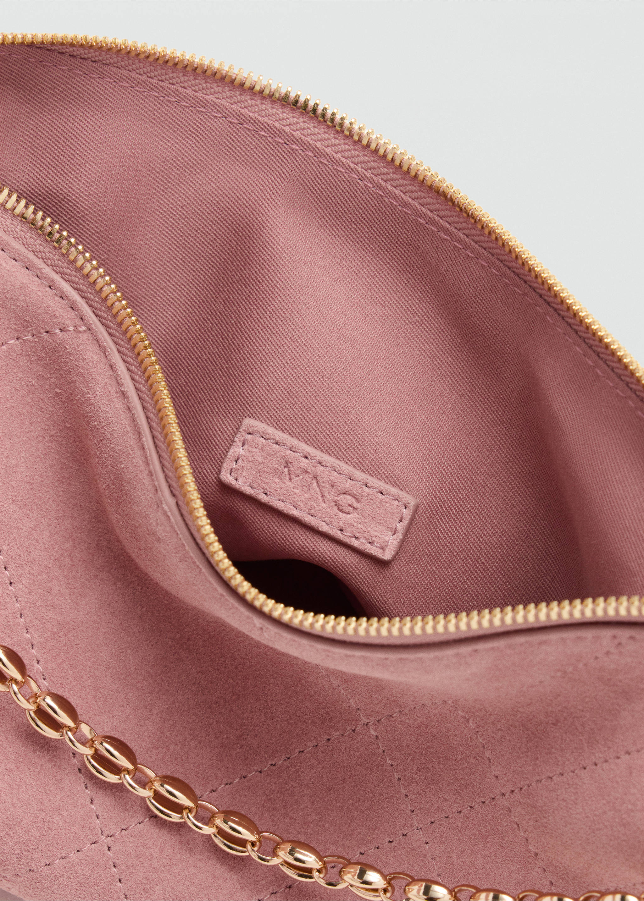 Suede shoulder bag - Details of the article 3, Pastel Pink. Ref: 37065864-00.