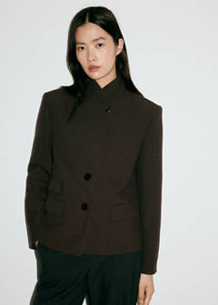 Houndstooth blazer with a high neck — Brown 4