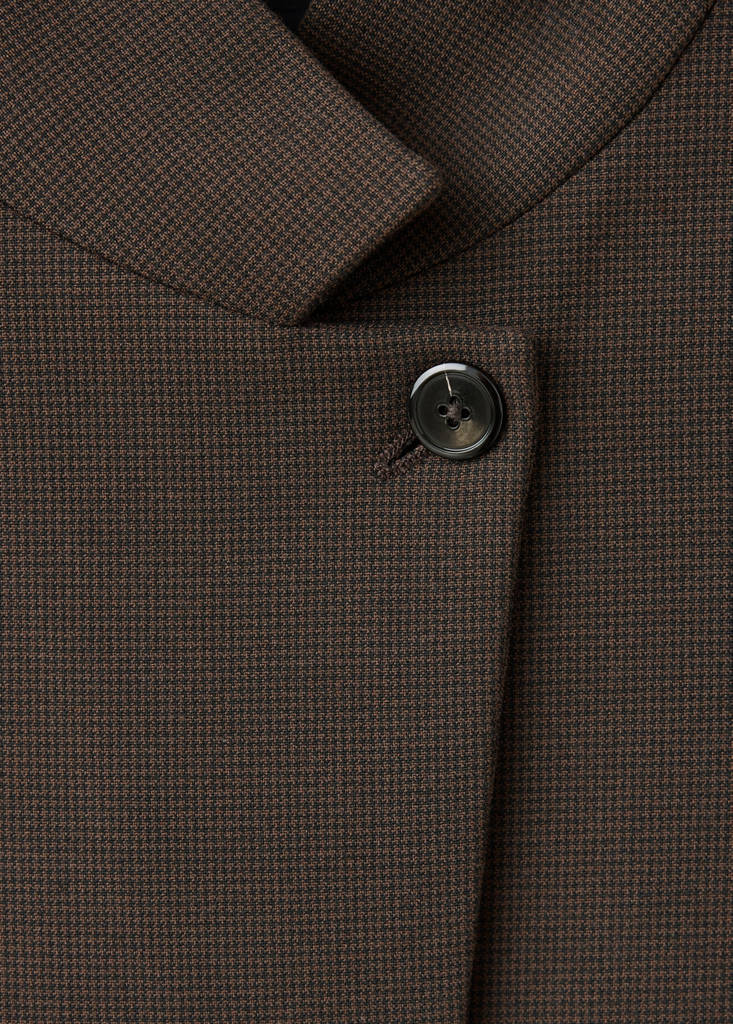 Houndstooth blazer with a high neck — Brown