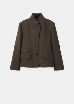 Houndstooth blazer with a high neck — Brown 5