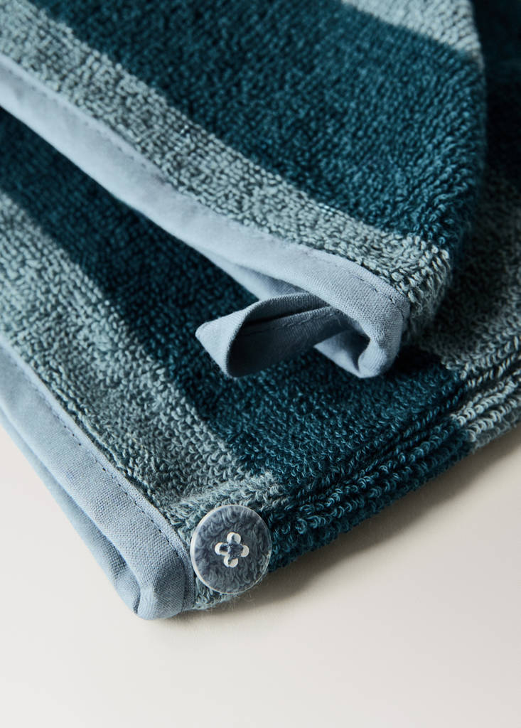 Striped terry cotton turban — Blue