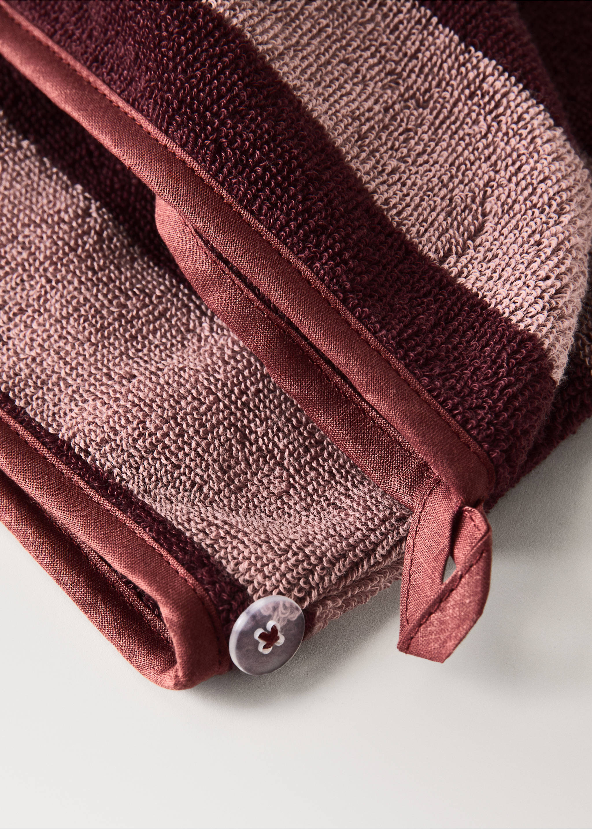 Striped terry cotton turban - Details of the article 1, Burgundy. Ref: 37065869-00.