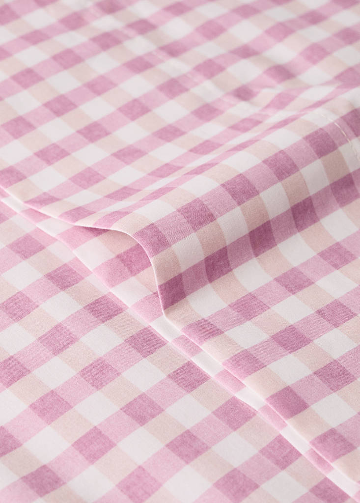 Gingham check cotton pillow cover 45x110 cm — Pink