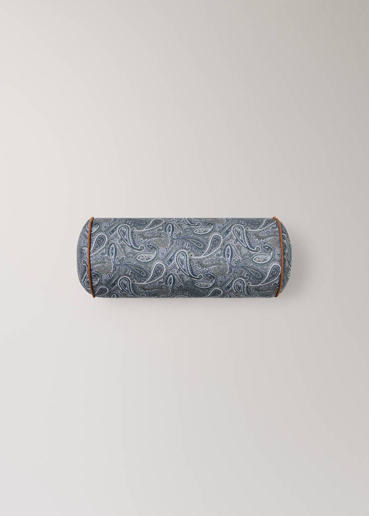 Paisley cotton cylindrical cushion 35x14 cm — Forest Green