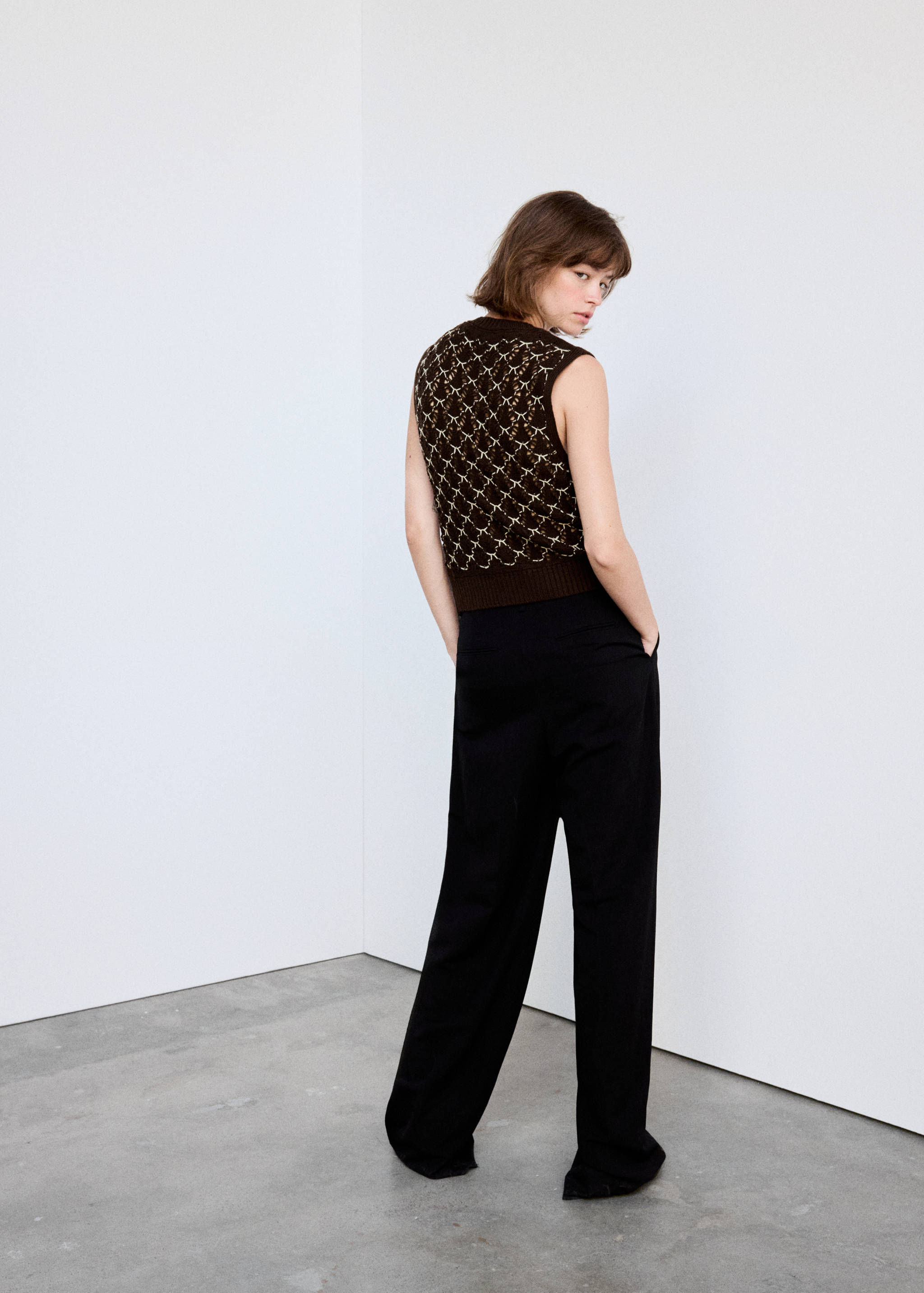 Knitted waistcoat with contrast detail - Reverse of the article