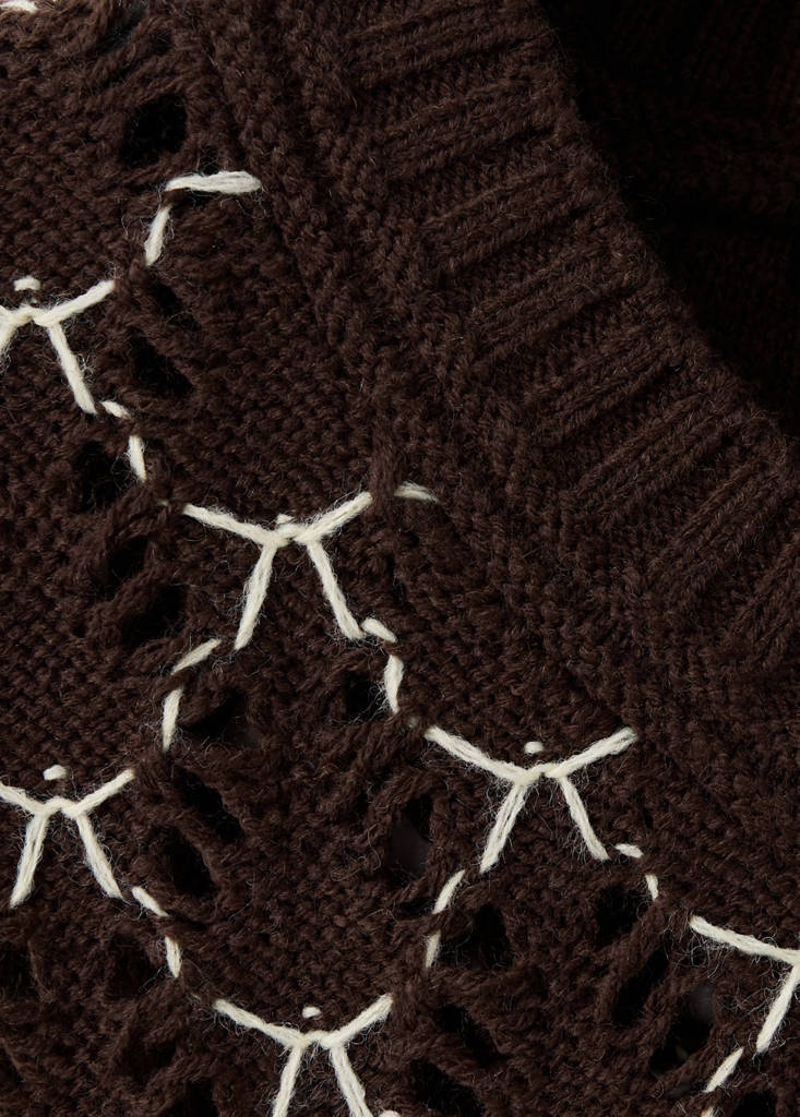 Knitted waistcoat with contrast detail — Brown