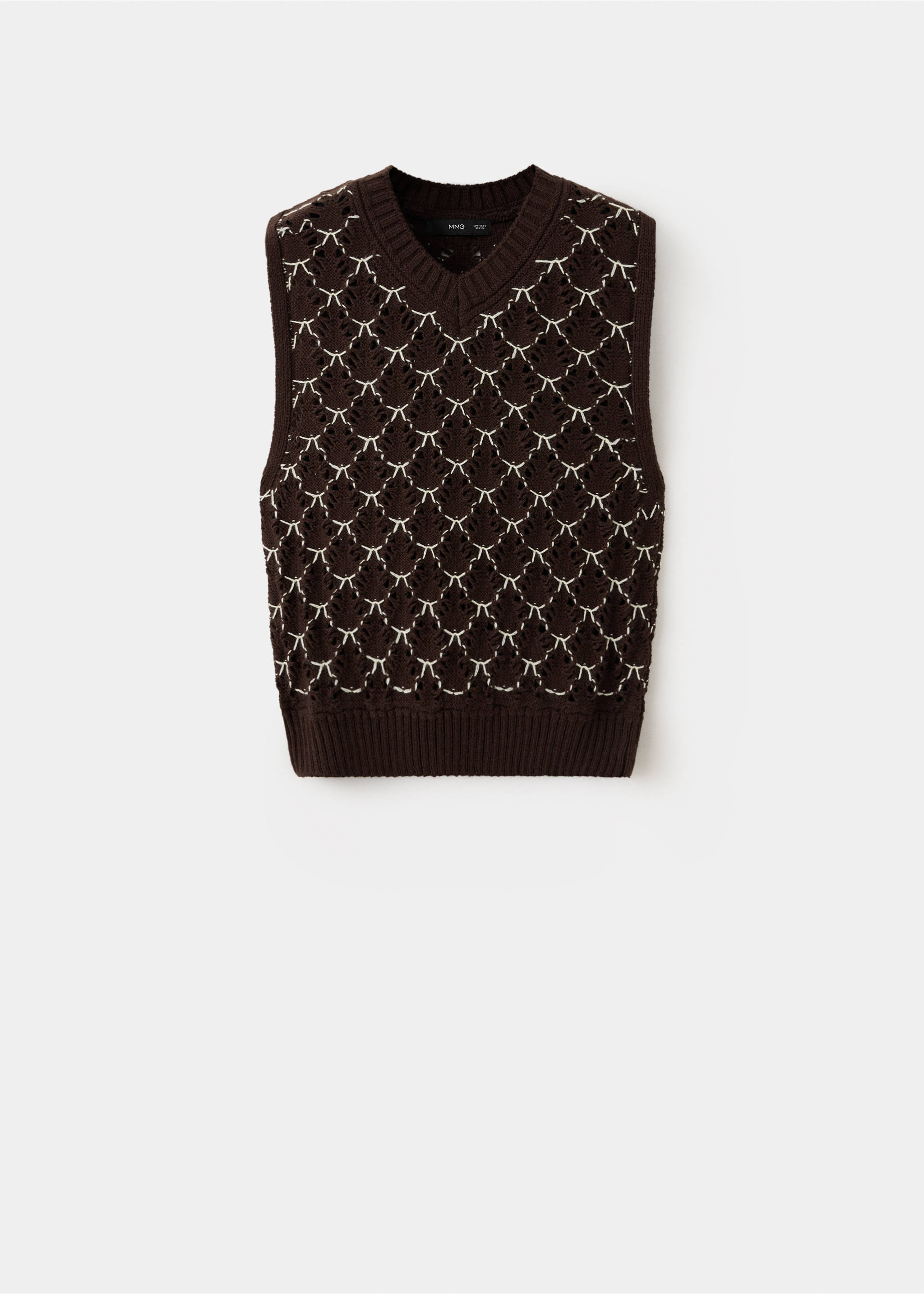 Knitted waistcoat with contrast detail - Article without model, Brown. Ref: 37065877-00.