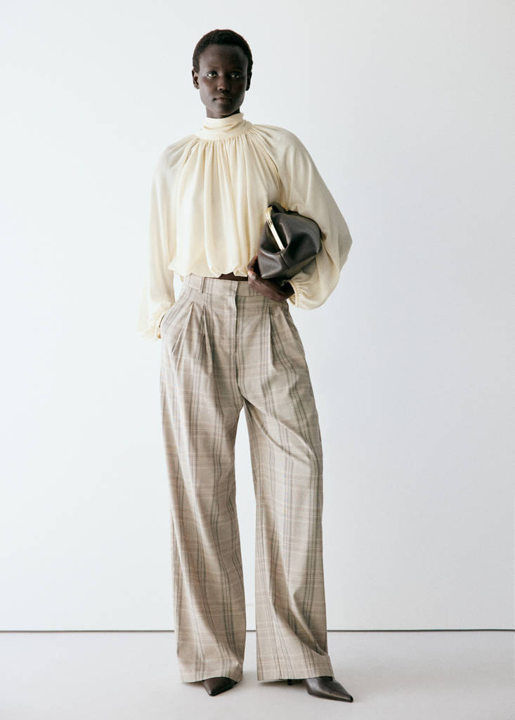 Gathered high-neck blouse — Off White