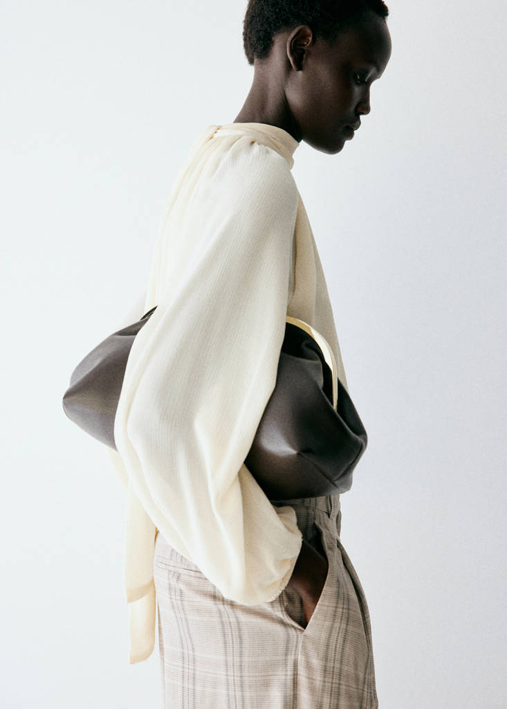 Gathered high-neck blouse — Off White