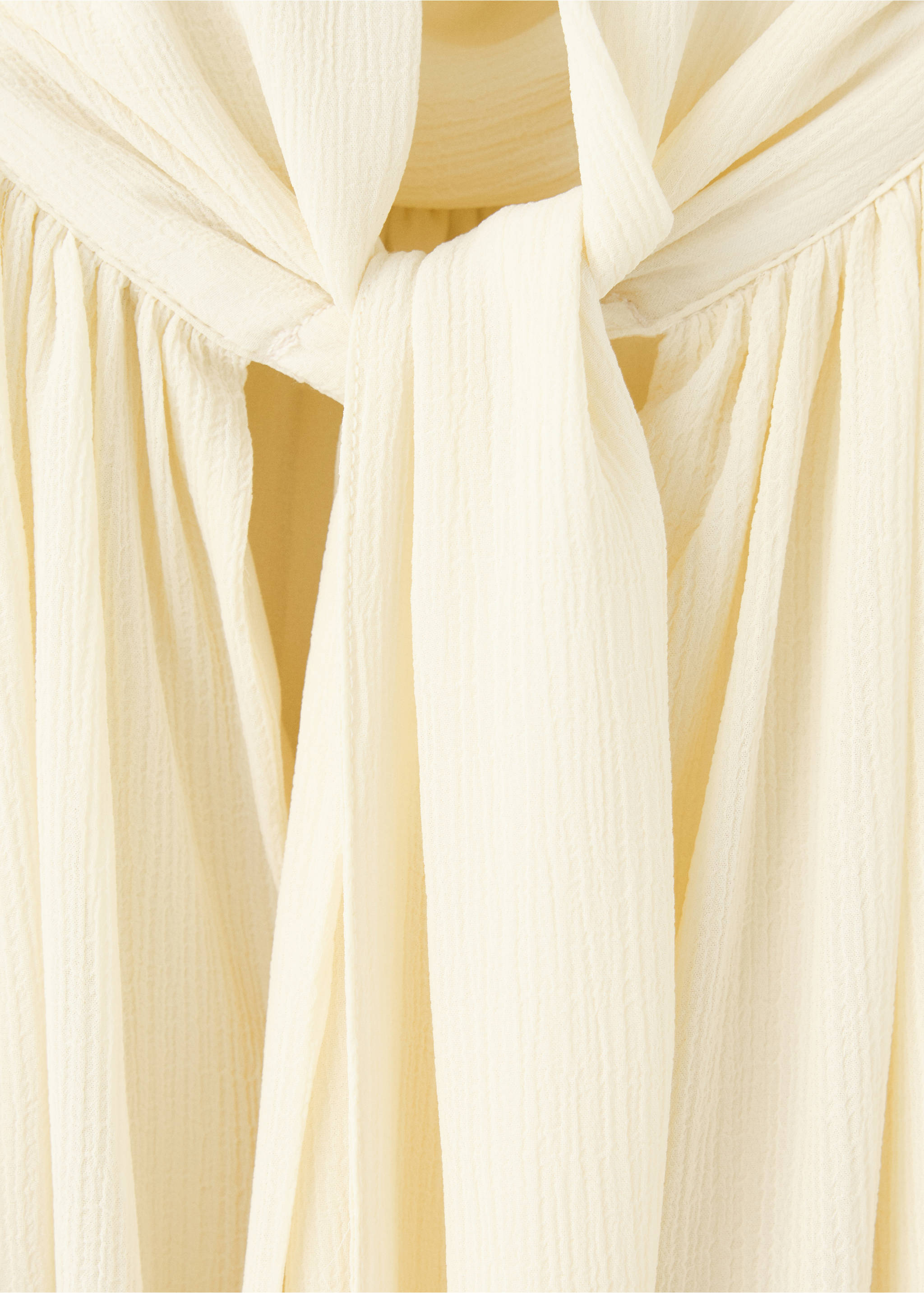 High-neck gathered blouse - Details of the article 0, Off White. Ref: 37065878-00.