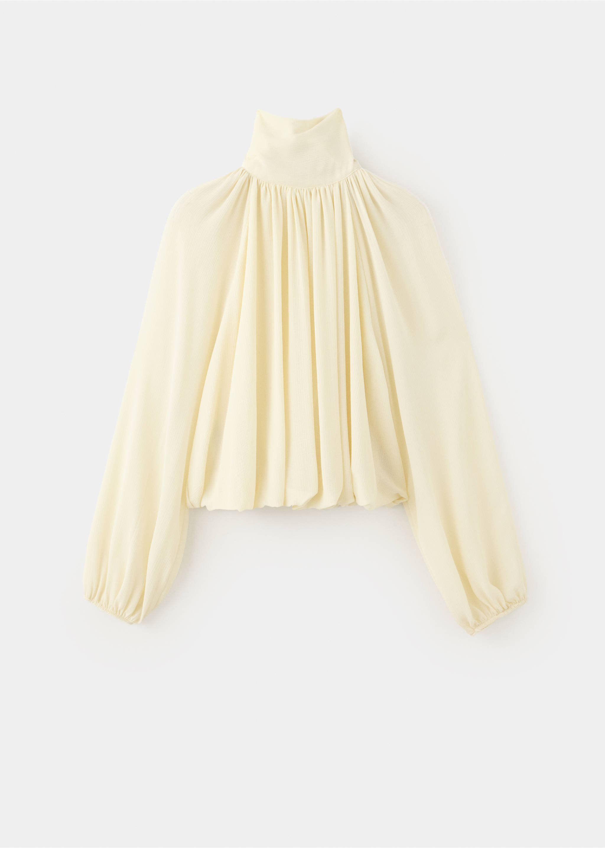 High-neck gathered blouse - Article without model, Off White. Ref: 37065878-00.