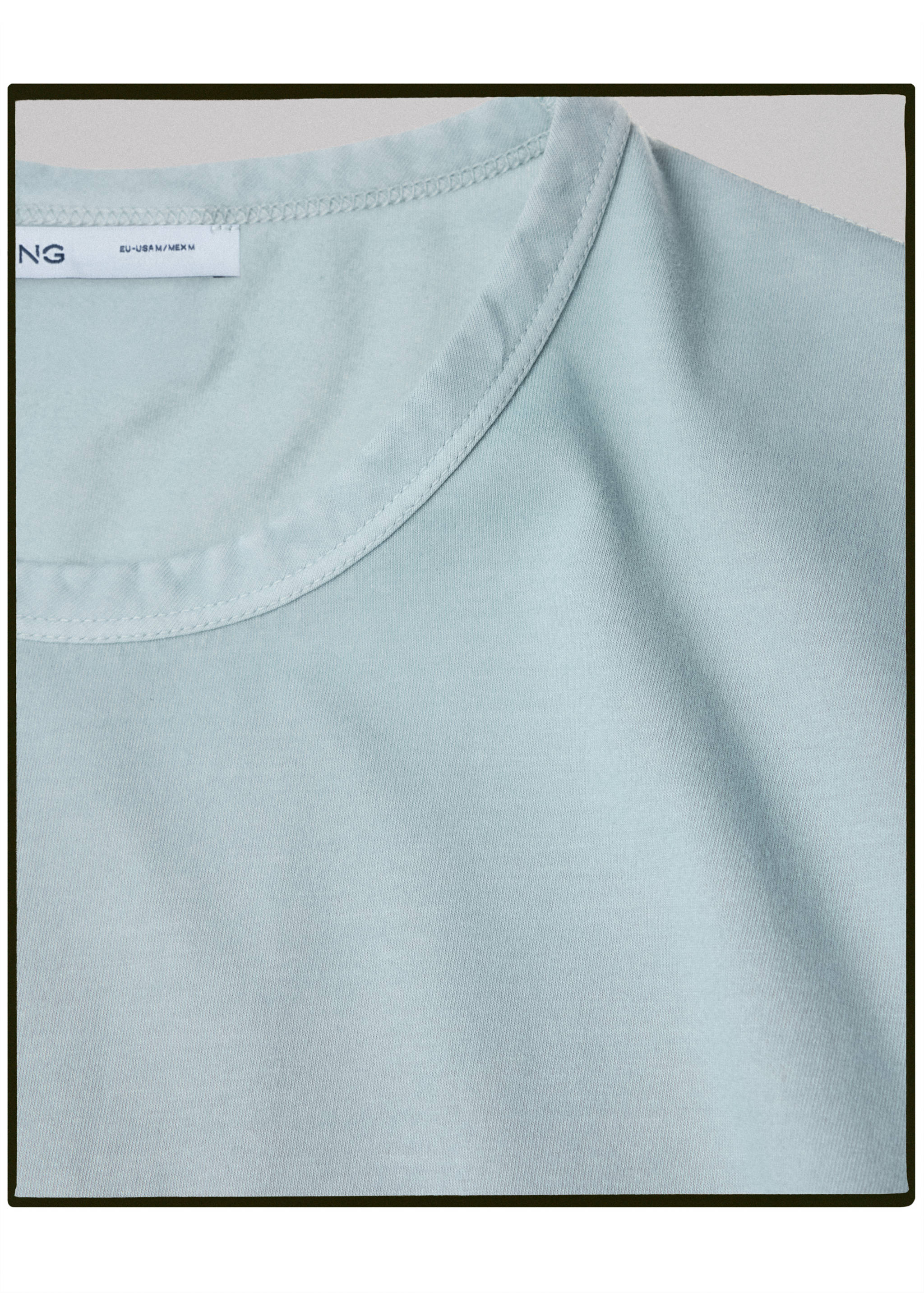 100% cotton T-shirt regular fit - Details of the article 8, Sky Blue. Ref: 37065880-00.