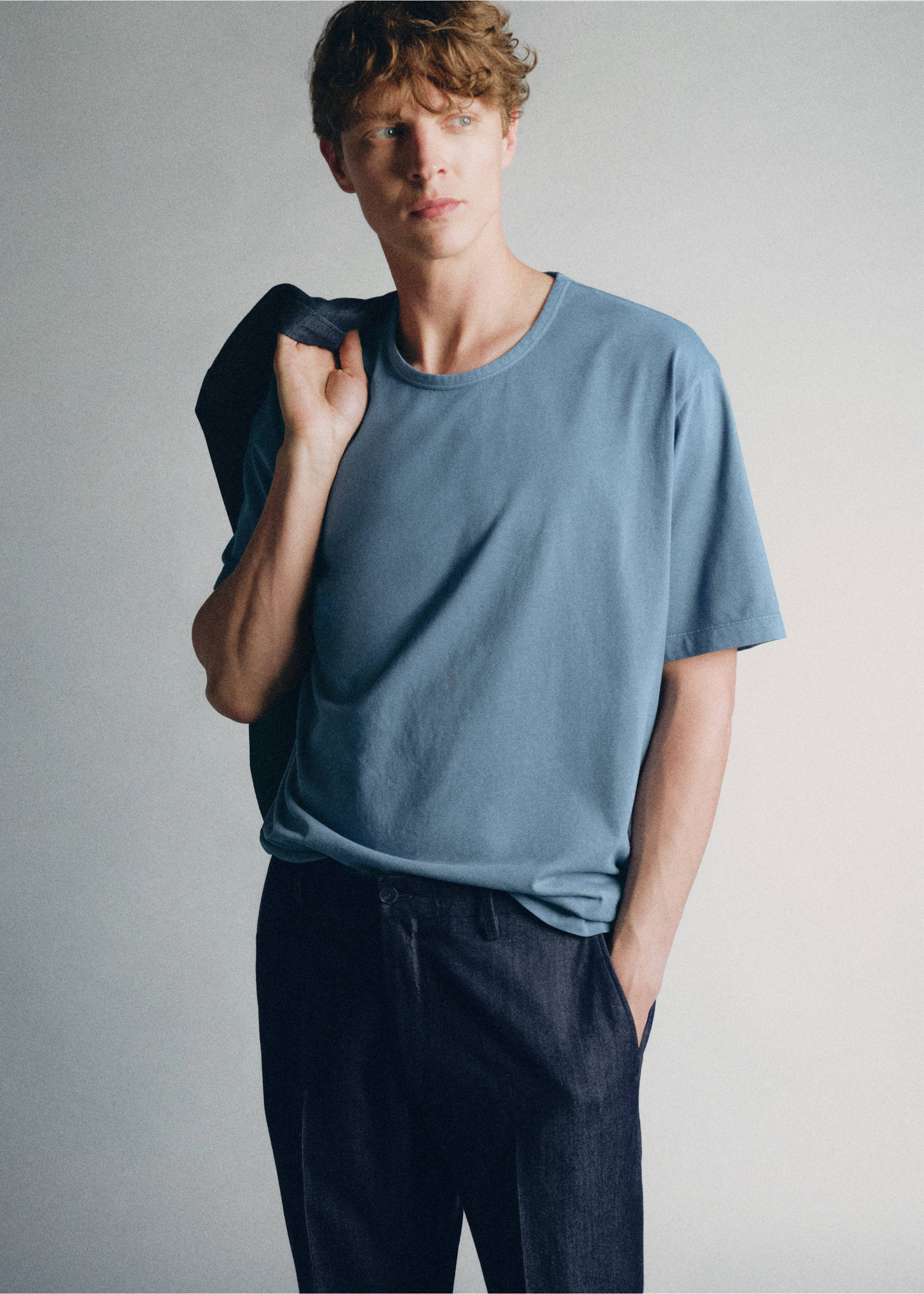100% cotton T-shirt regular fit - Medium plane, China Blue. Ref: 37065880-00.