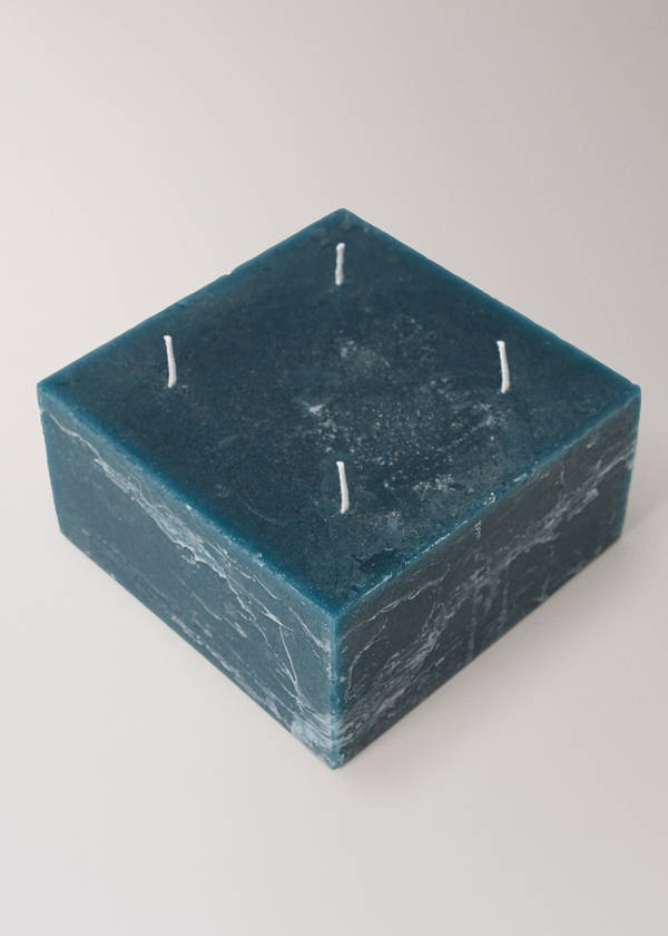 Square paraffin candle — Petrol Blue