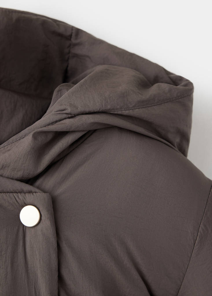 Hood puffer coat — Chocolate