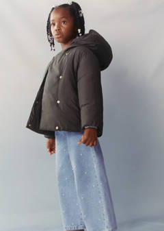 Hood puffer coat — Chocolate 3