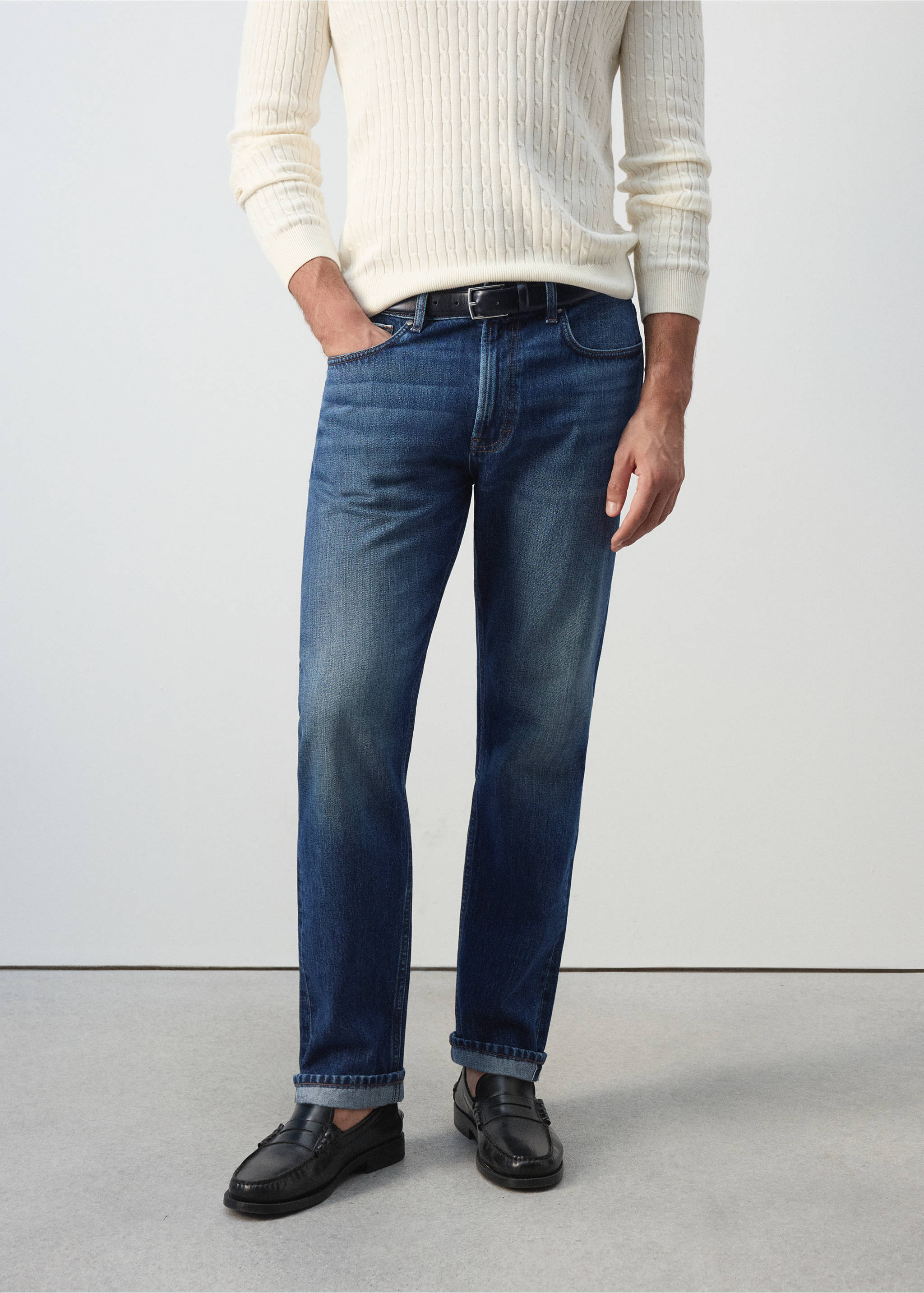 Regular fit jeans 100% cotton - Medium plane, Medium Blue. Ref: 37065973-00.