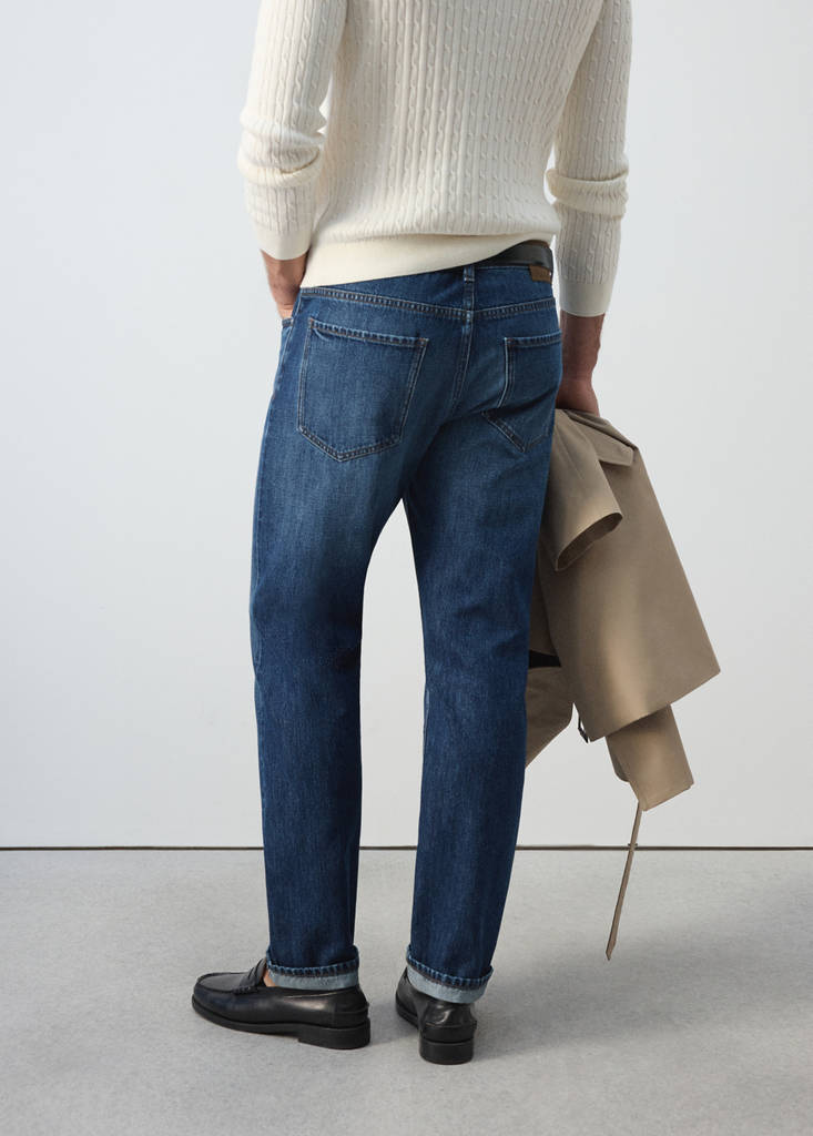 Pola regular fit cropped jeans — Medium Blue