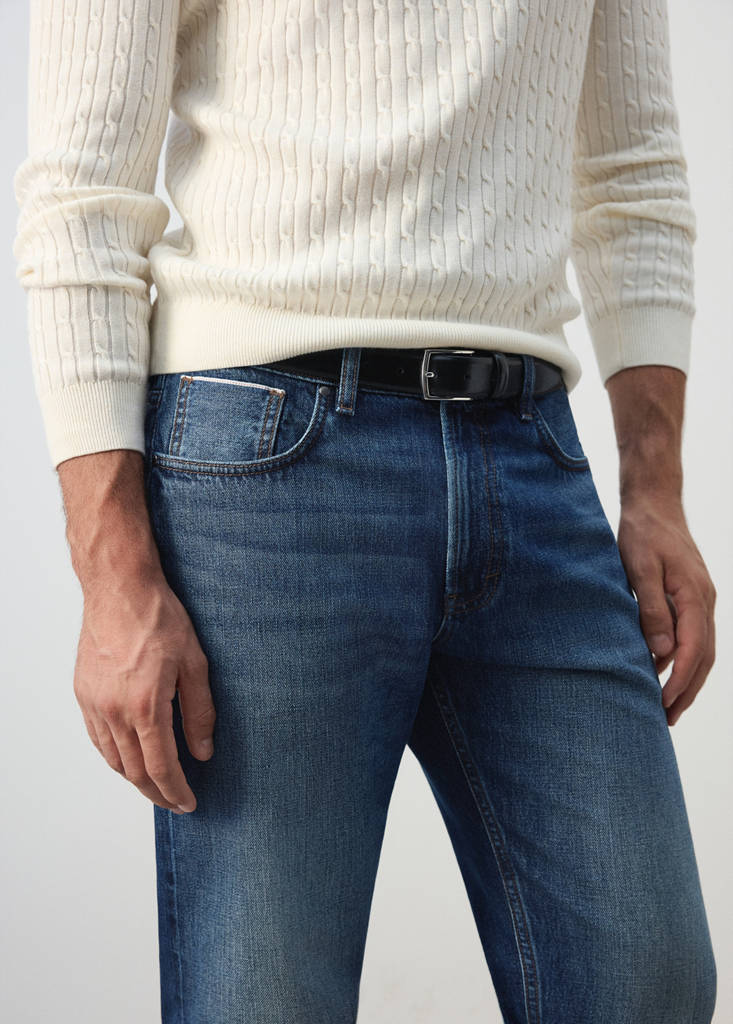 Pola regular fit cropped jeans — Medium Blue