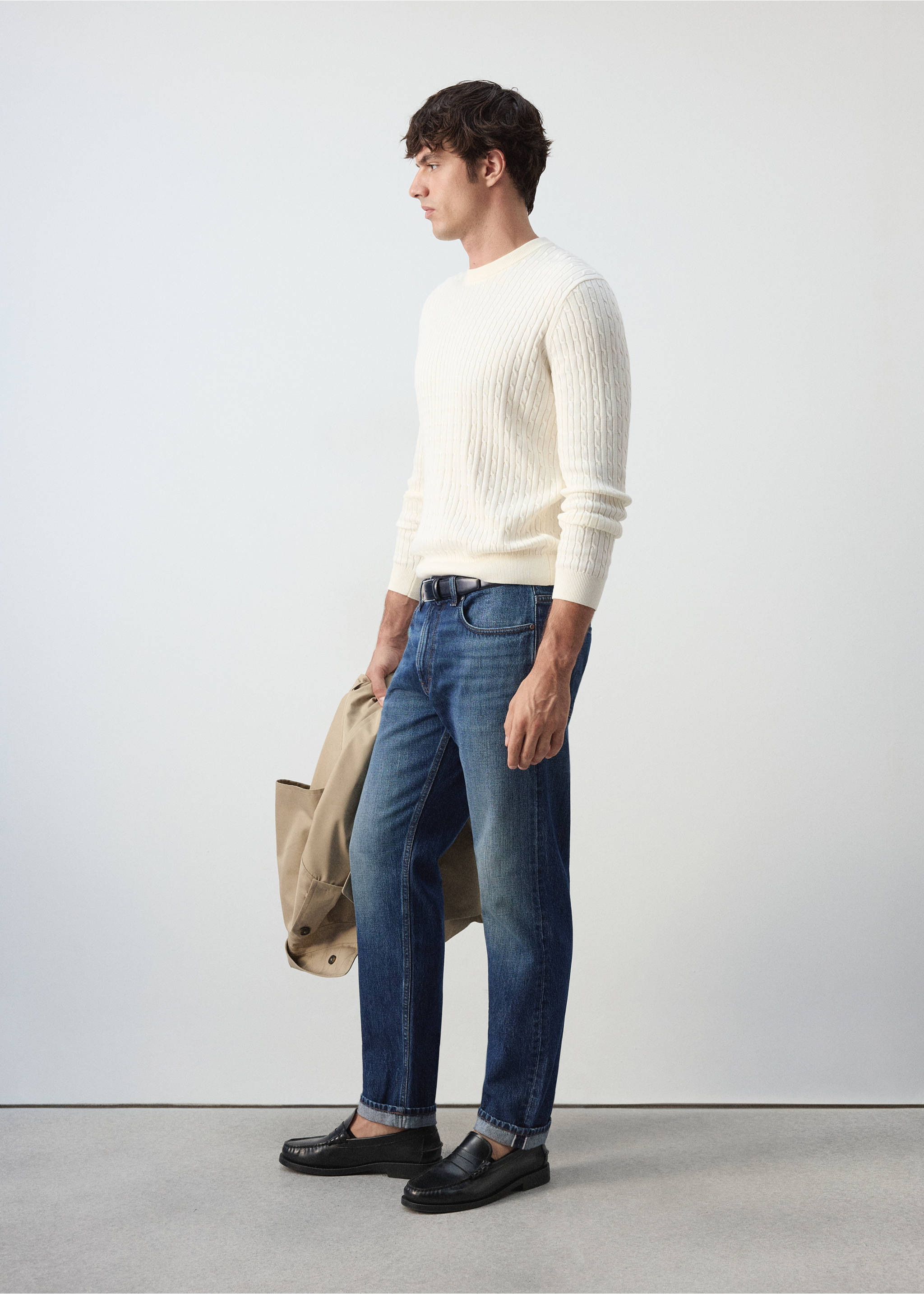 Regular fit jeans 100% cotton - Details of the article 2, Medium Blue. Ref: 37065973-00.
