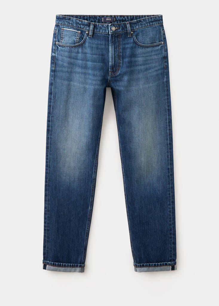 Pola regular fit cropped jeans — Medium Blue