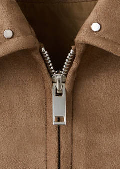 Studded faux suede jacket — Tobacco Brown 7