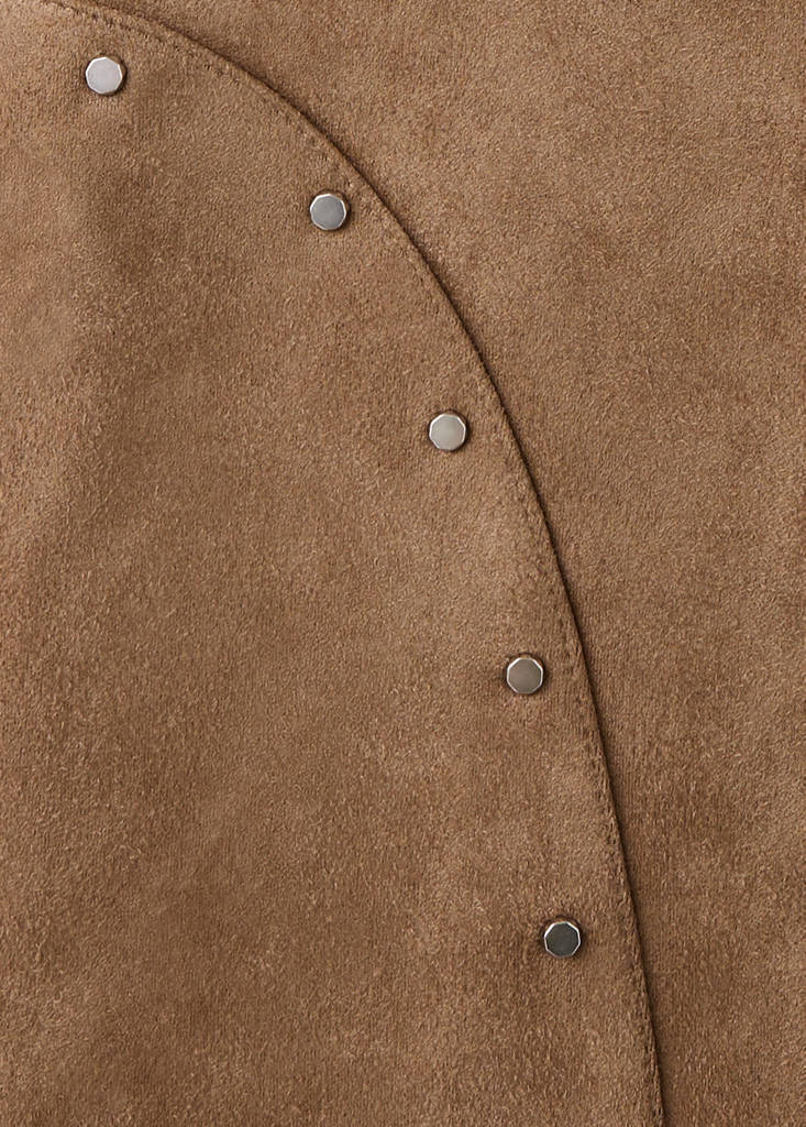 Studded faux suede jacket — Tobacco Brown