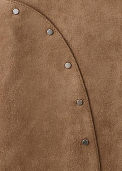 Studded faux suede jacket — Tobacco Brown 8