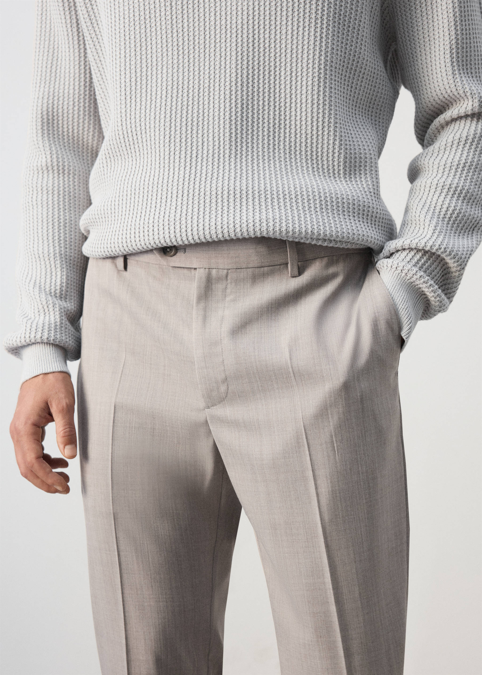 Regular-fit wool-blend trousers - Details of the article 1