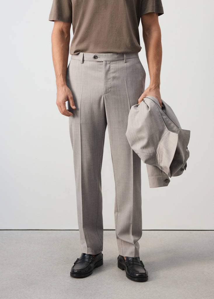 Regular-fit wool-blend trousers — Light/Pastel Grey