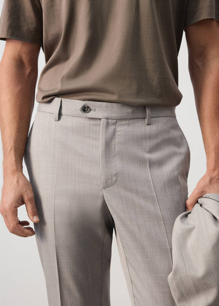 Regular-fit wool-blend trousers — Light/Pastel Grey