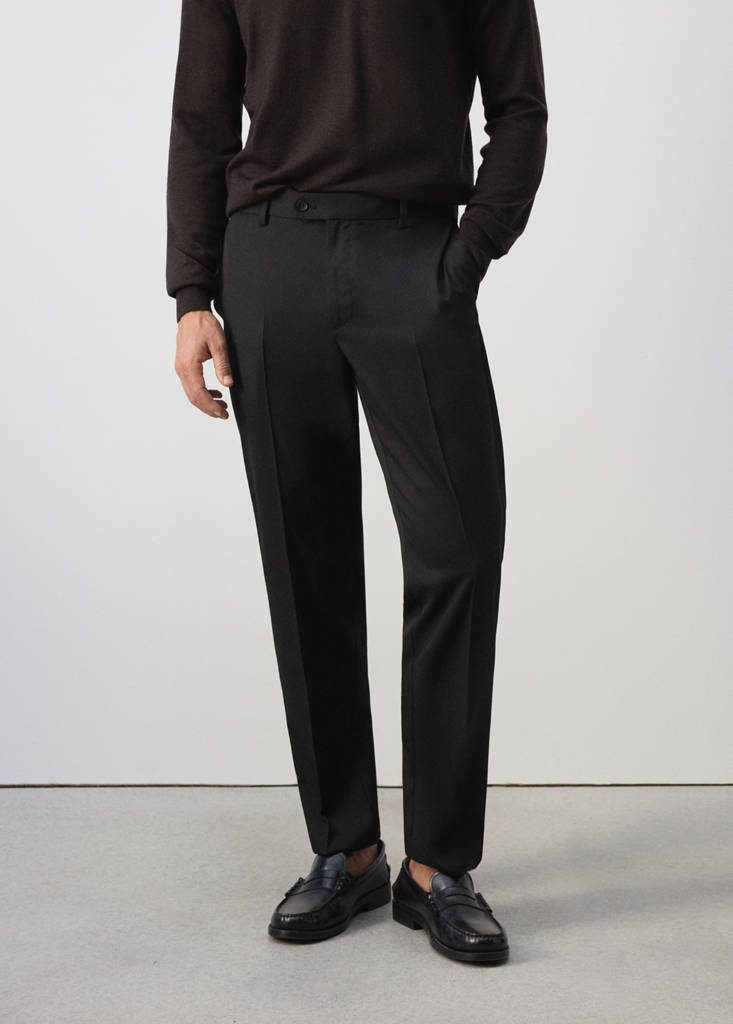 Regular-fit wool-blend trousers — Black