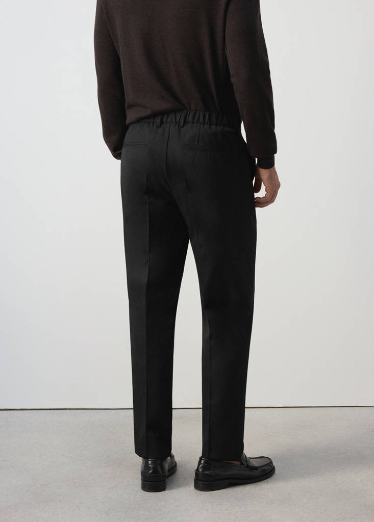 Regular-fit wool-blend trousers — Black