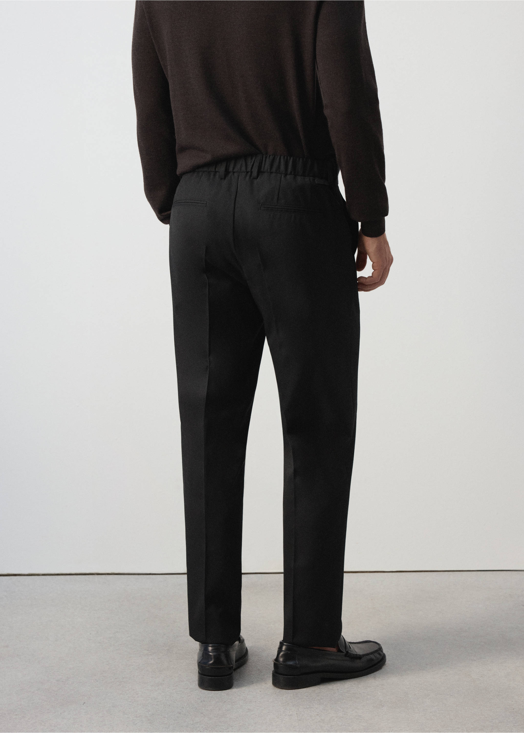 Regular-fit wool-blend trousers - Reverse of the article, Black. Ref: 37065975-00.