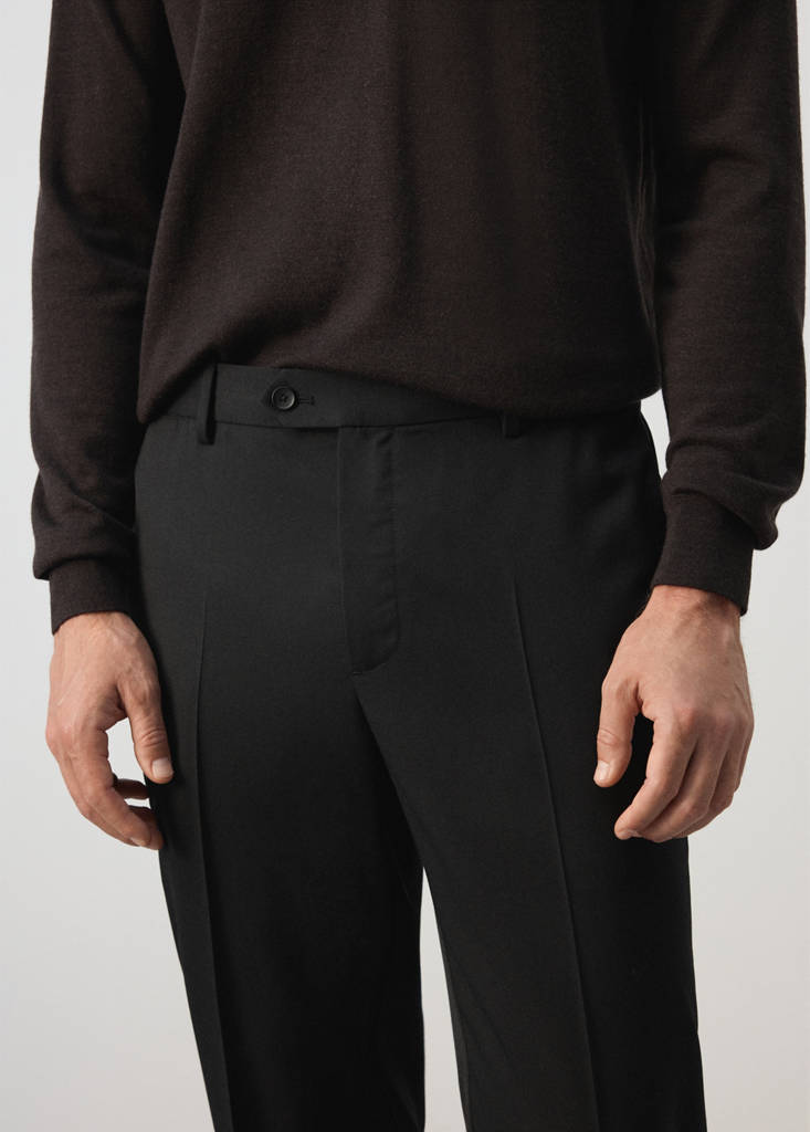 Regular-fit wool-blend trousers — Black