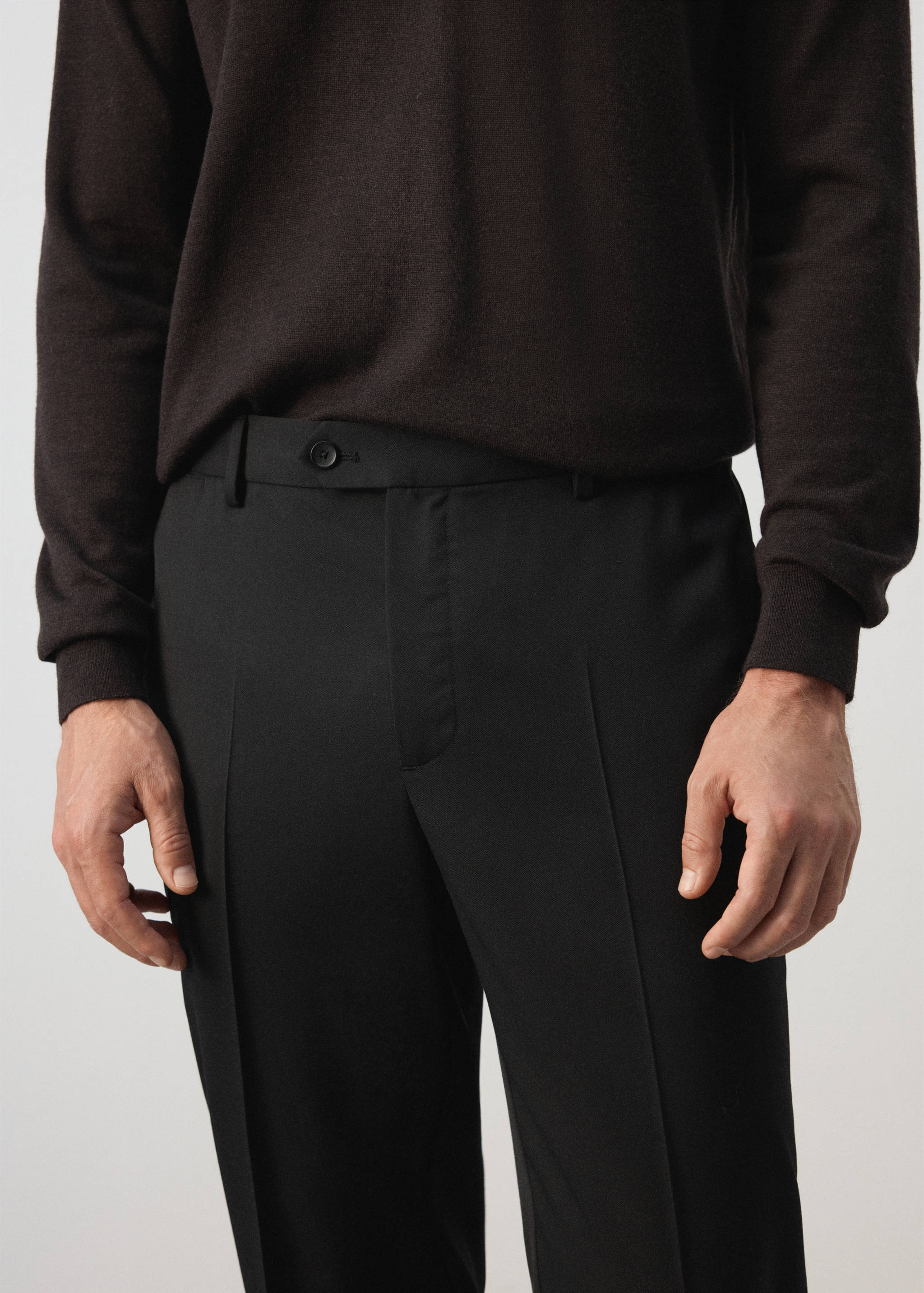 Regular-fit wool-blend trousers - Details of the article 1