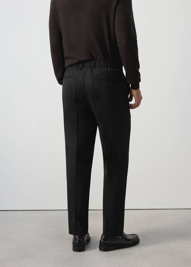 Regular-fit wool-blend trousers — Black