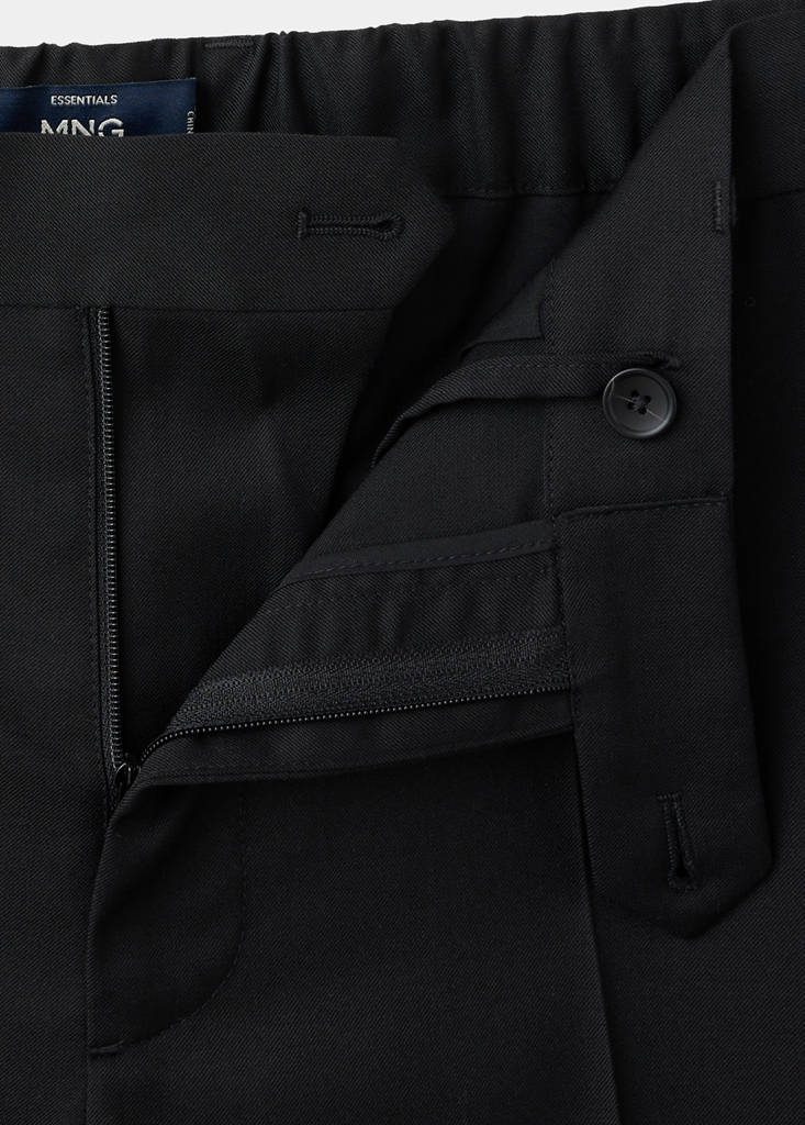 Regular-fit wool-blend trousers — Black