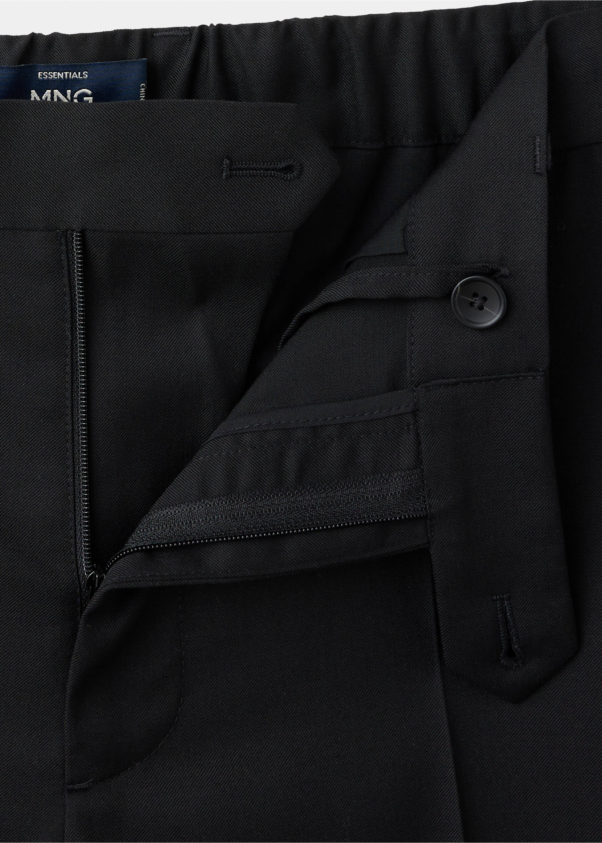 Regular-fit wool-blend trousers - Details of the article 8, Black. Ref: 37065975-00.