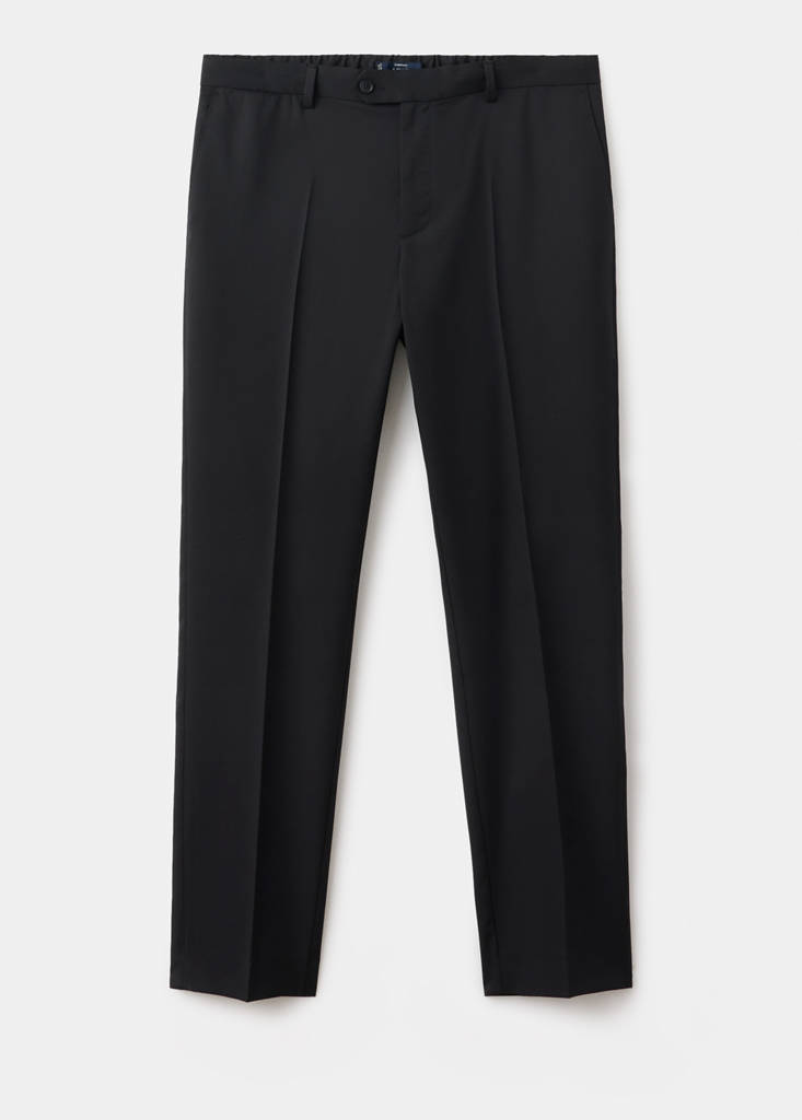 Regular-fit wool-blend trousers — Black