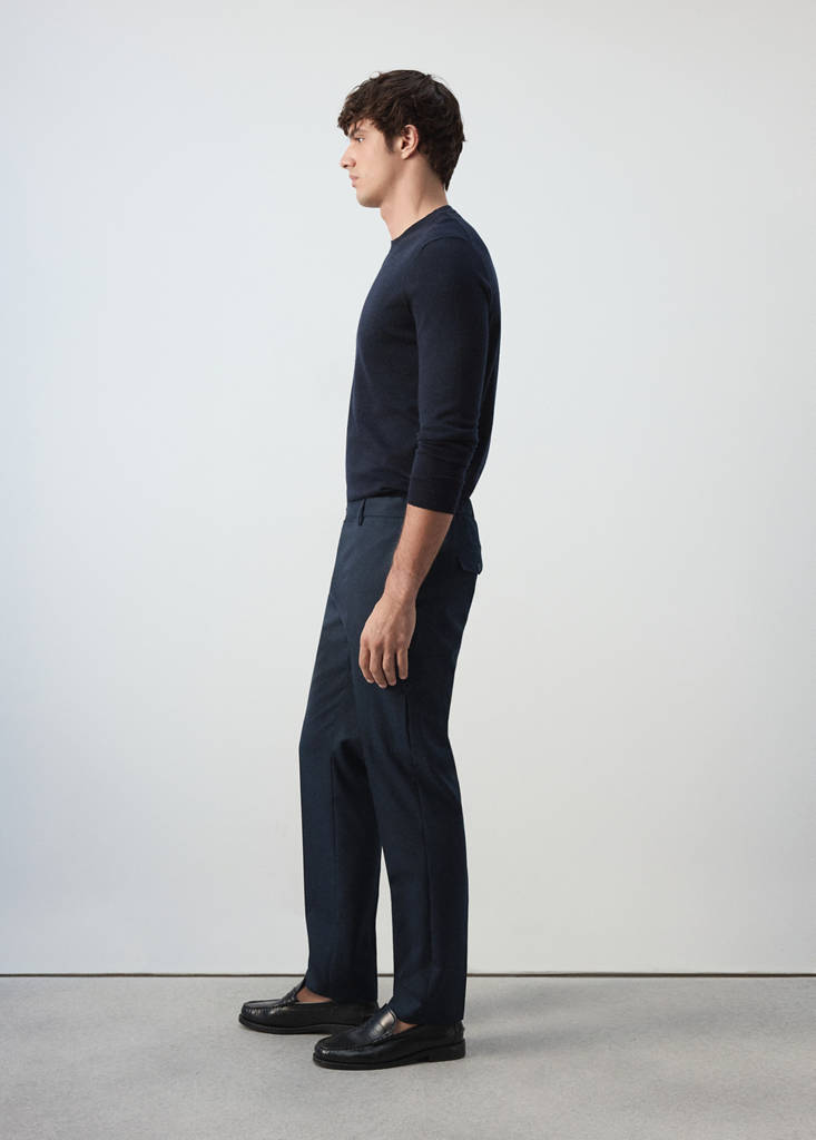 Regular fit cargo trousers in a wool blend — Navy