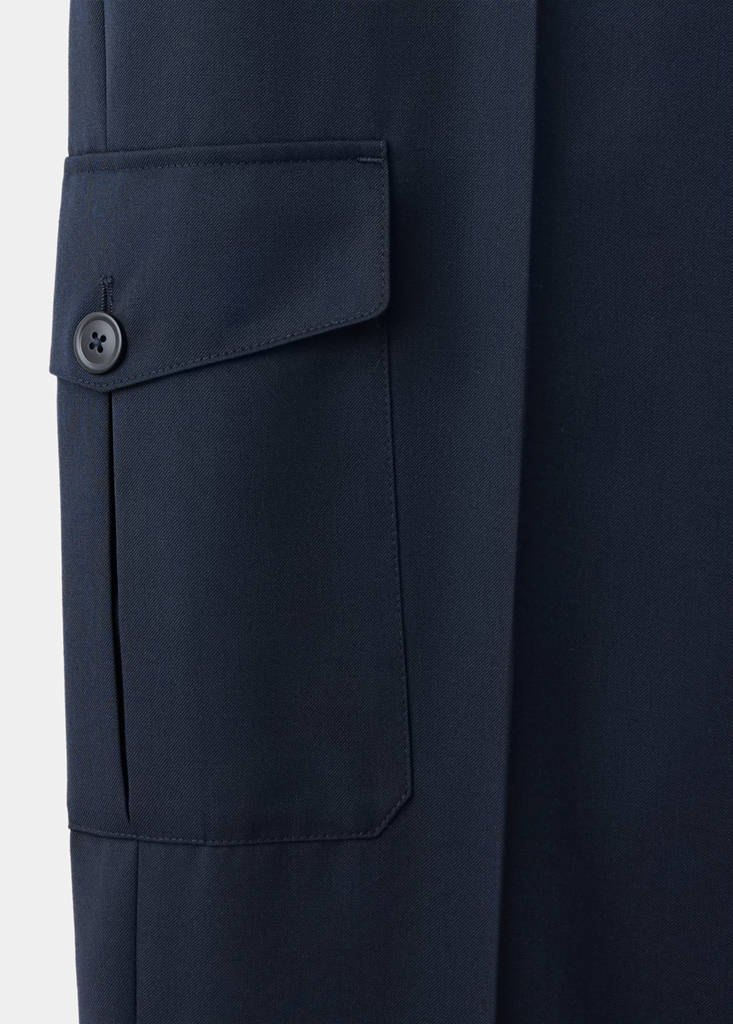 Regular fit cargo trousers in a wool blend — Navy