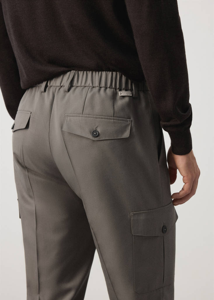 Regular fit cargo trousers in a wool blend — Mink Grey