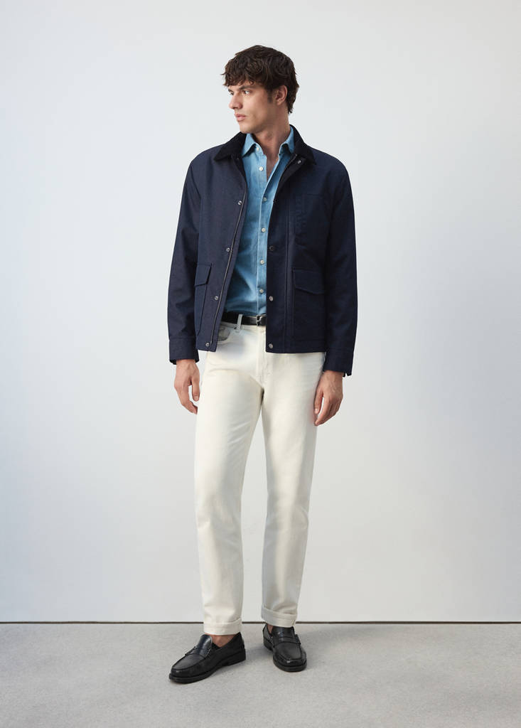 Water-repellent cotton blend jacket — Night Blue